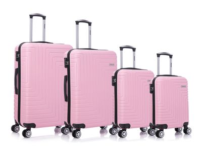 Tralex Luminara kofferset - 4 Delig - TSA Kofferslot – Handbagage 25L + 35L + Ruimbagage 69L + 90L – Lichtgewicht – Reiskoffers met Wielen – Hardcase – Lichtroze