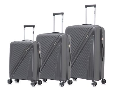 Tralex Horizon Kofferset - 3-Delig - Hardcase Reiskoffers met Wielen – 20” Handbagage + 24” + 28” Ruimbagage – Lichtgewicht – Polypropyleen – TSA Cijferslot - Matgrijs