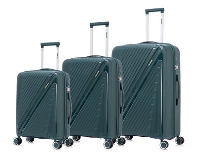 Tralex Horizon Kofferset - 3-Delig - Hardcase Reiskoffers met Wielen – 20” Handbagage + 24” + 28” Ruimbagage – Lichtgewicht – Polypropyleen – TSA Cijferslot - Oceaanblauw