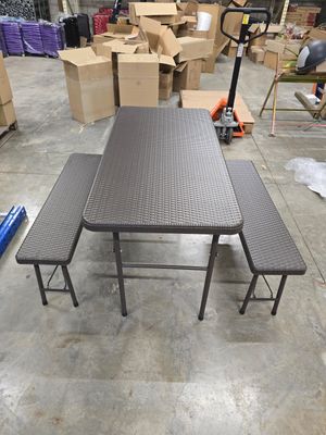 biertafel set 3-delig - kunststof - metaal - bierbanken - inklapbaar - zwart