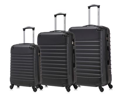 Travelerz Rome – 3-delige kofferset – Handbagage 39L + 69L &amp; Ruimbagage 95L – ABS – Lichtgewicht – Cijferslot – Spinner wielen – Zwart