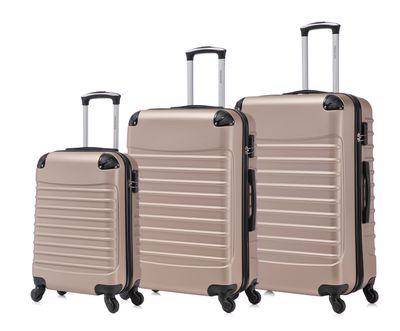 Travelerz Rome – 3-delige kofferset – Handbagage 39L + 69L &amp; Ruimbagage 95L – ABS – Lichtgewicht – Cijferslot – Spinner wielen – Champagne