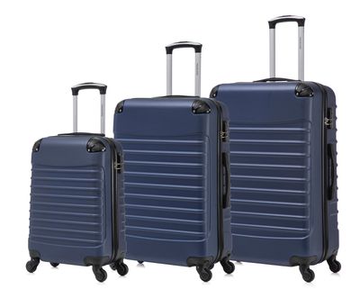 Travelerz Rome – 3-delige kofferset – Handbagage 39L + 69L &amp; Ruimbagage 95L – ABS – Lichtgewicht – Cijferslot – Spinner wielen – Donker Blauw