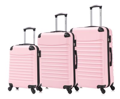 Travelerz Rome – 3-delige kofferset – Handbagage 39L + 69L &amp; Ruimbagage 95L – ABS – Lichtgewicht – Cijferslot – Spinner wielen – Licht Roze
