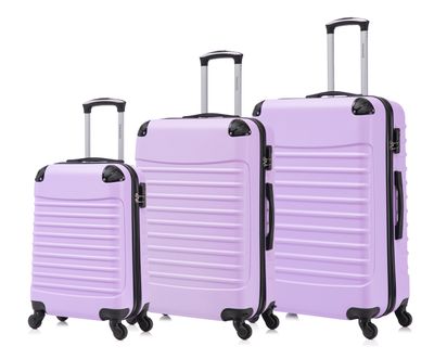 Travelerz Rome – 3-delige kofferset – Handbagage 39L + 69L &amp; Ruimbagage 95L – ABS – Lichtgewicht – Cijferslot – Spinner wielen – Licht Paars