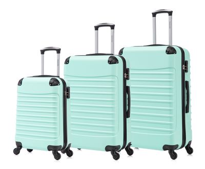 Travelerz Rome – 3-delige kofferset – Handbagage 39L + 69L &amp; Ruimbagage 95L – ABS – Lichtgewicht – Cijferslot – Spinner wielen – Mint Groen