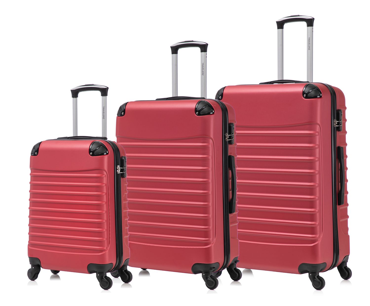 Travelerz Rome – 3-delige kofferset – Handbagage 39L + 69L &amp; Ruimbagage 95L – ABS – Lichtgewicht – Cijferslot – Spinner wielen – Burgundy