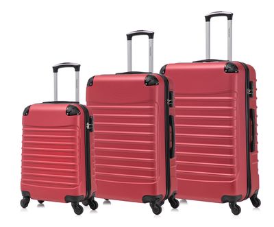 Travelerz Rome – 3-delige kofferset – Handbagage 39L + 69L &amp; Ruimbagage 95L – ABS – Lichtgewicht – Cijferslot – Spinner wielen – Burgundy