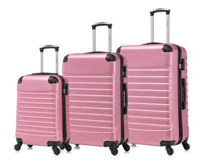 Travelerz Rome – 3-delige kofferset – Handbagage 39L + 69L &amp; Ruimbagage 95L – ABS – Lichtgewicht – Cijferslot – Spinner wielen – Rosé Roze