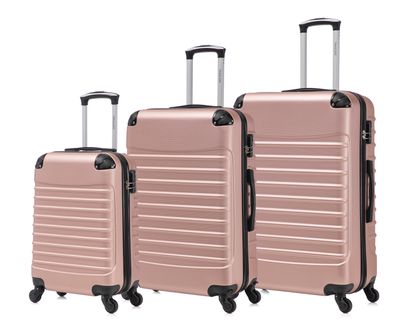 Travelerz Rome – 3-delige kofferset – Handbagage 39L + 69L &amp; Ruimbagage 95L – ABS – Lichtgewicht – Cijferslot – Spinner wielen – Rozé Goud
