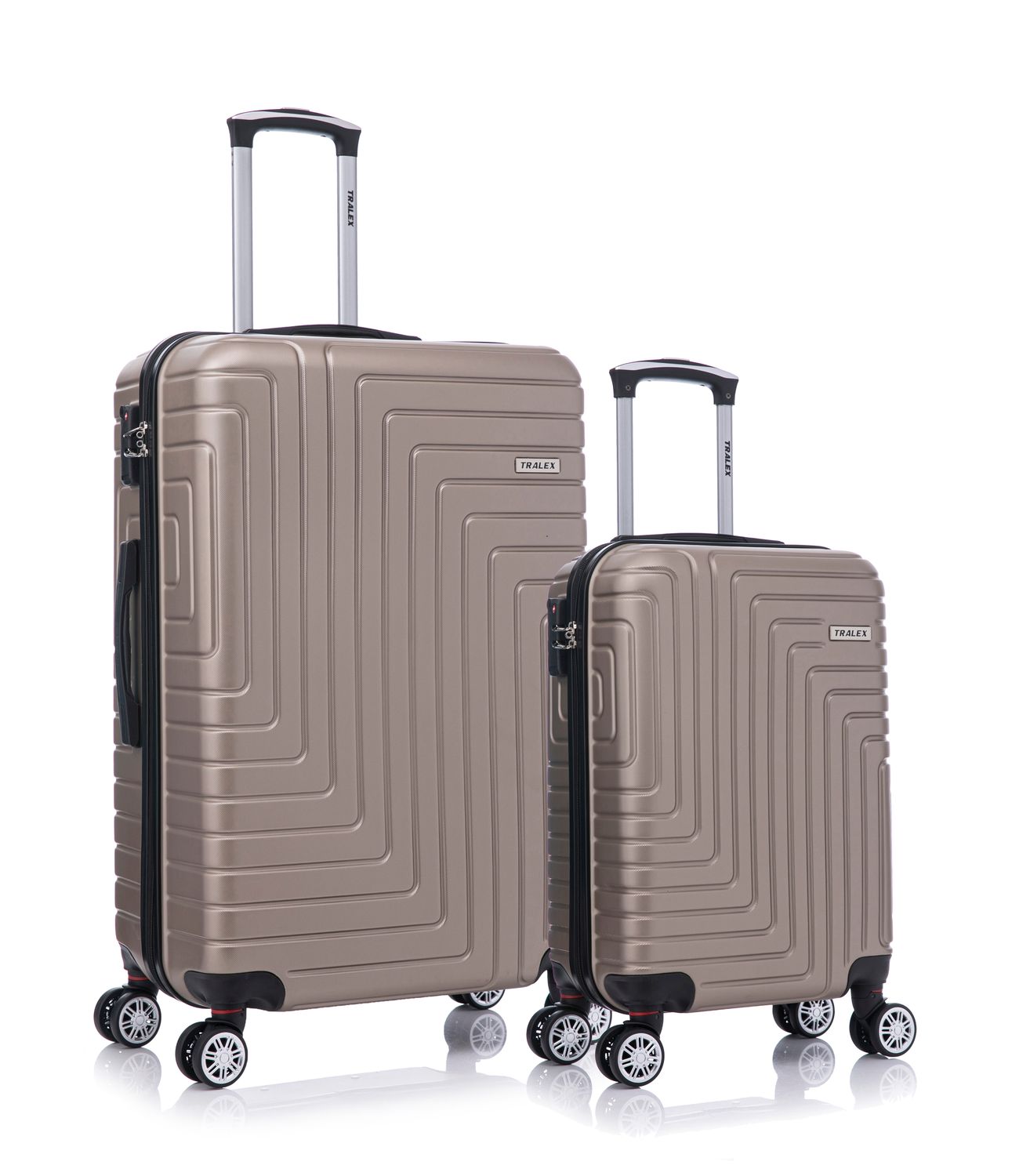 TRALEX - Luminara - 2 Delig kofferset - Grote Set 39L&amp;97L - Handbagage - 39L - 56x37x23cm - Grote koffer - 97L - 76x49x29cm - ABS - Harde schaal - TSA-slot - dubbele spinnerwielen - champagne