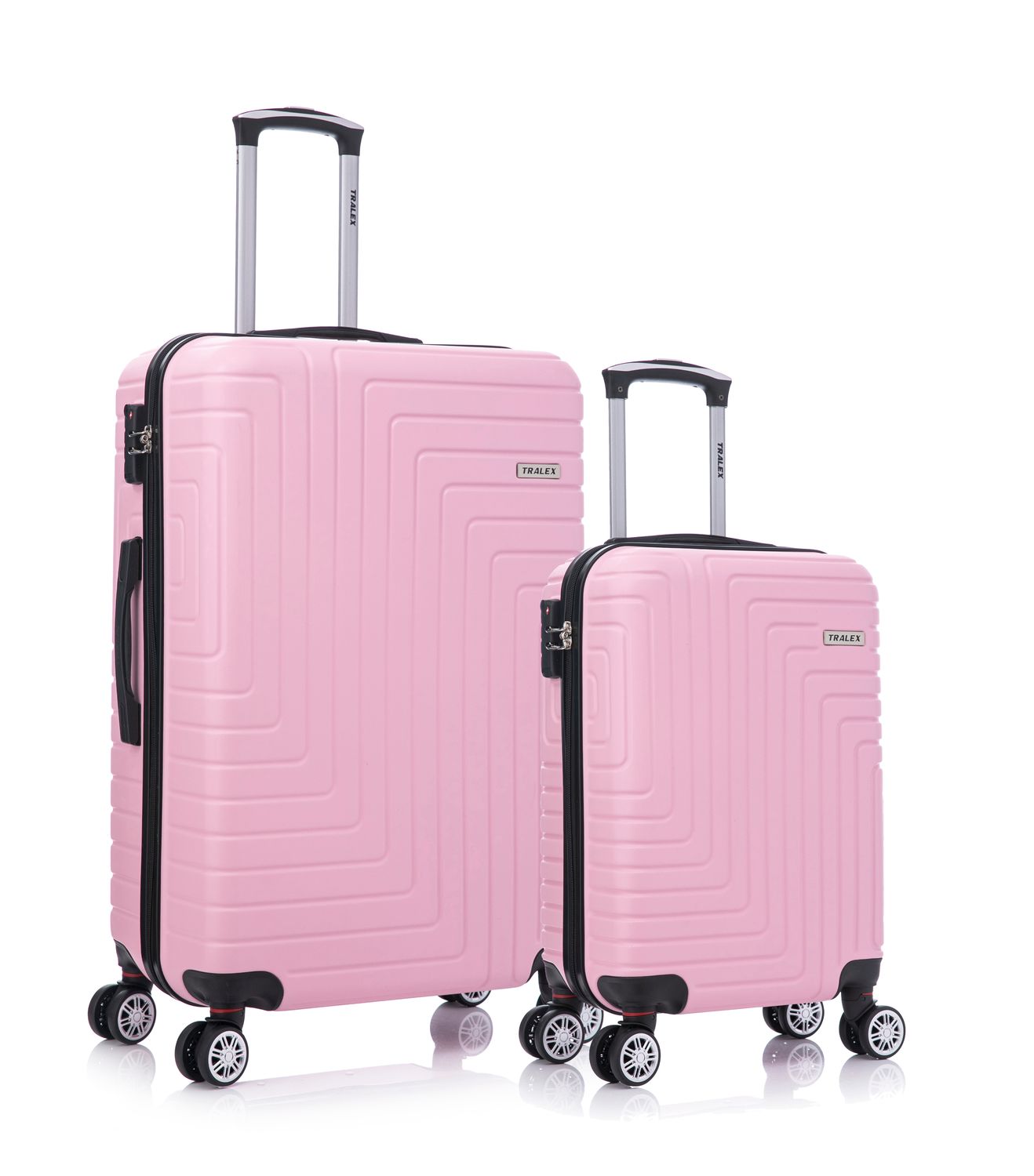 TRALEX - Luminara - 2 Delig kofferset - Grote Set 39L&amp;97L - Handbagage - 39L - 56x37x23cm - Grote koffer - 97L - 76x49x29cm - ABS - Harde schaal - TSA-slot - dubbele spinnerwielen - Licht Roze