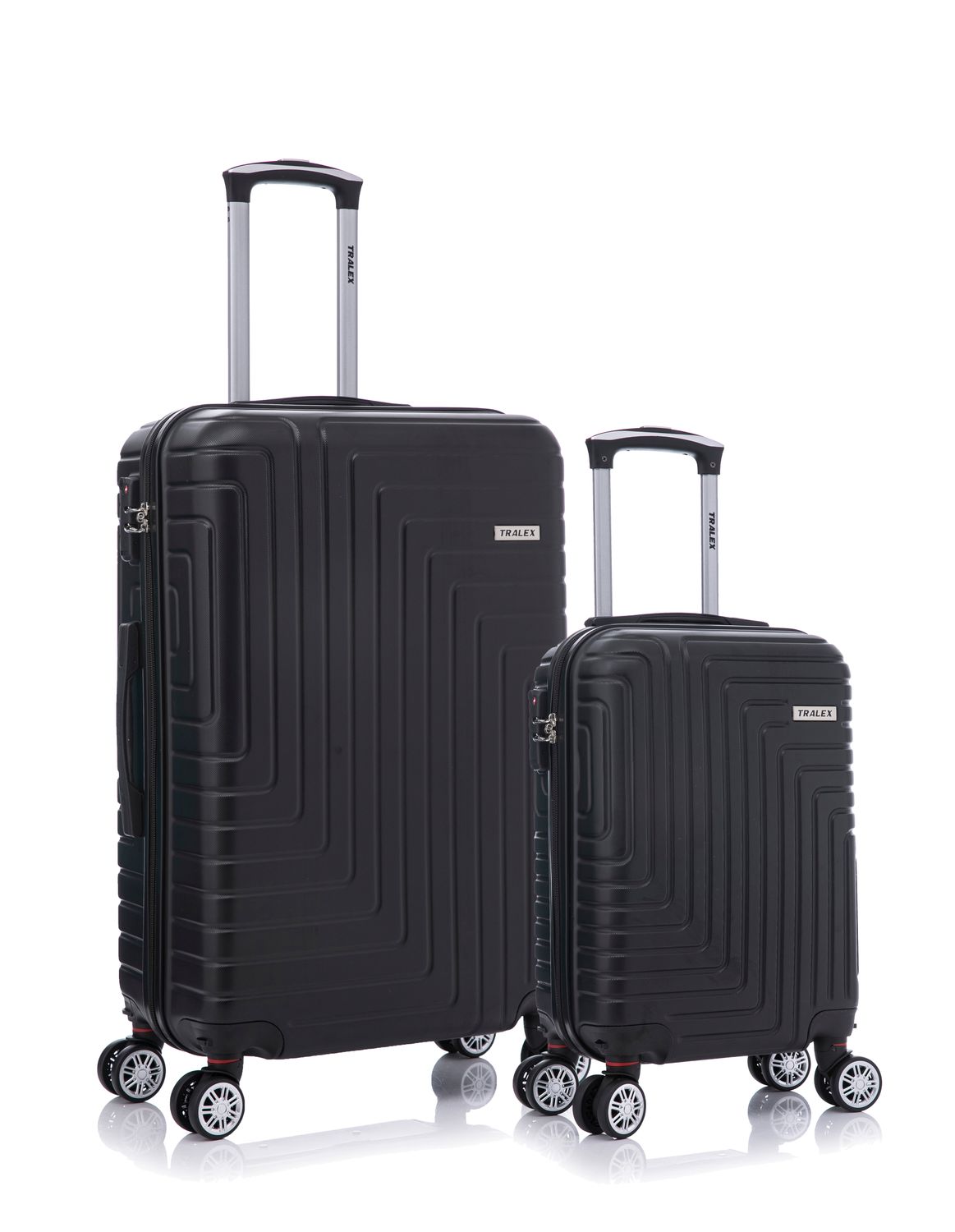 TRALEX - Luminara - 2 Delig kofferset -  Kleine Set 27L&amp;73L - Kleine handbagage - 27L - 51x34x20cm - Medium koffer - 73L - 71x46x26cm - ABS - Harde schaal - TSA-slot - dubbele spinnerwielen - Zwart