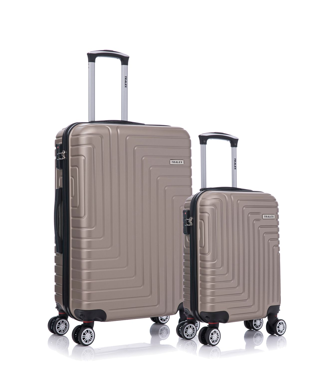 TRALEX - Luminara - 2 Delig kofferset -  Kleine Set 27L&amp;73L - Kleine handbagage - 27L - 51x34x20cm - Medium koffer - 73L - 71x46x26cm - ABS - Harde schaal - TSA-slot -dubbele spinnerwielen - Champagne