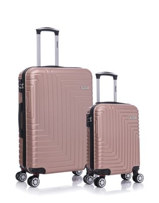 TRALEX - Luminara - 2 Delig kofferset -  Kleine Set 27L&amp;73L - Kleine handbagage - 27L - 51x34x20cm - Medium koffer - 73L - 71x46x26cm - ABS - Harde schaal - TSA-slot -dubbele spinnerwielen - Rosé Goud