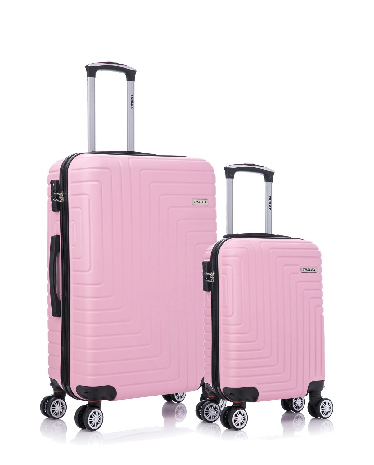 TRALEX - Luminara - 2 Delig kofferset -  Kleine Set 27L&amp;73L - Kleine handbagage - 27L - 51x34x20cm - Medium koffer - 73L - 71x46x26cm - ABS - Harde schaal - TSA-slot - spinnerwielen - LichtRoze