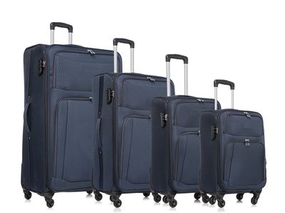 Kofferset Traveleo Babij - 4-delig - Complete Set - Koffer - Handbagage 46,8L + 73,7L + 109L en 143L Ruimbagage - FAB04 Blauw