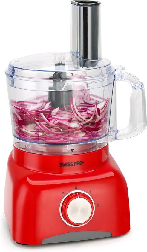 Swiss Pro+ SP800 Retro Foodprocessor 1,2 Liter – 13-delig met Accessoires – Rood