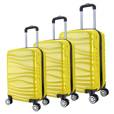 Kofferset Traveleo BABIJ - ABS04 - 3-delig - Complete Set - Koffer - Handbagage 35L + 65L en 90L Ruimbagage - Geel