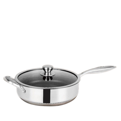 Hapjespan met Deksel - Cheffinger - 28cm - RVS - Honingraat - Inductie