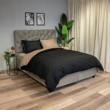 Dekbedovertrek Inspirations dubbelzijdig taupe zwart