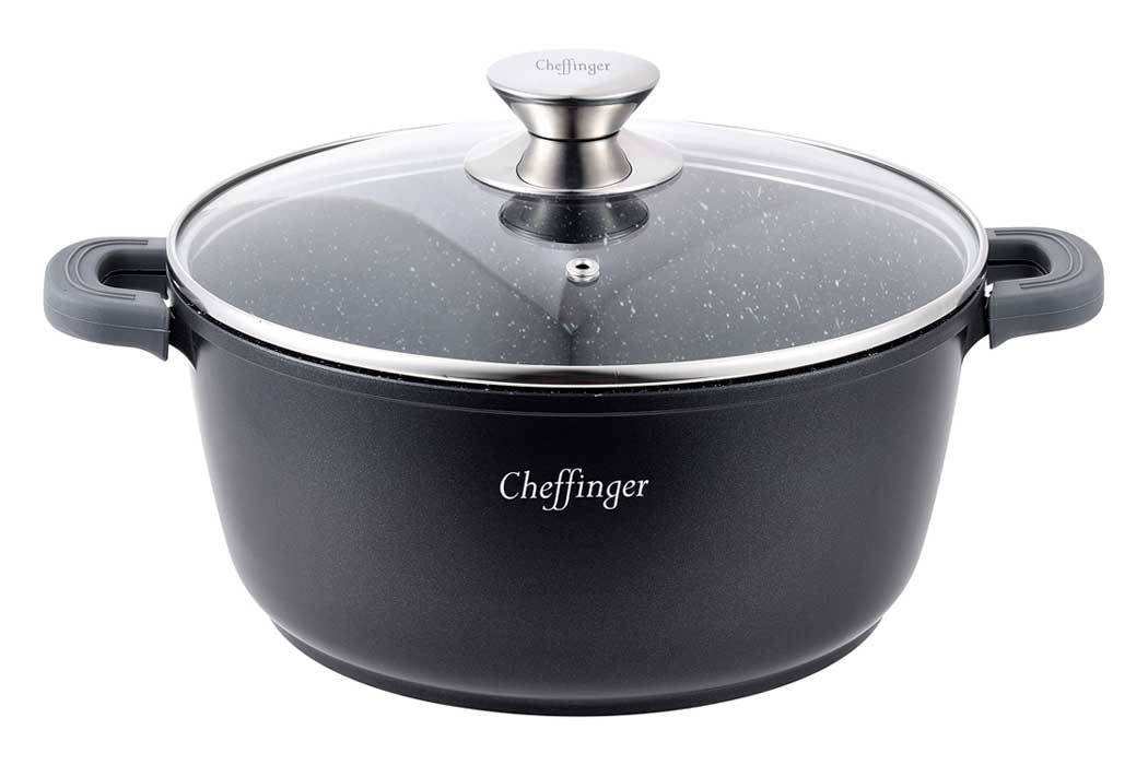 Braadpan - Cheffinger - glazen deksel - 20-24-28-32-36-40 cm