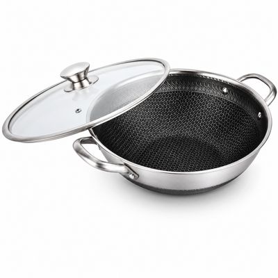 Wokpan met Deksel - Cheffinger - Honingraat  – 32, 36 en 40 cm – Anti-aanbak – Geschikt voor Inductie en Alle Warmtebronnen