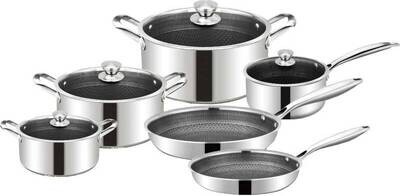Pannenset - Cheffinger - CF-PS1010 - honinggraat - 10-delig