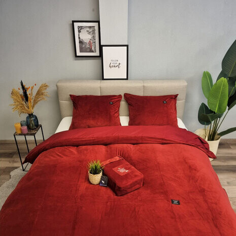 Dekbedovertrek Beau Maison velvet fluweel bordeaux rood