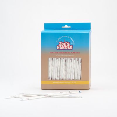 Partij van 100 doosjes met 200 kartonnen Rietjes - Joe's Heroes - duurzaam &amp; afbreekbaar