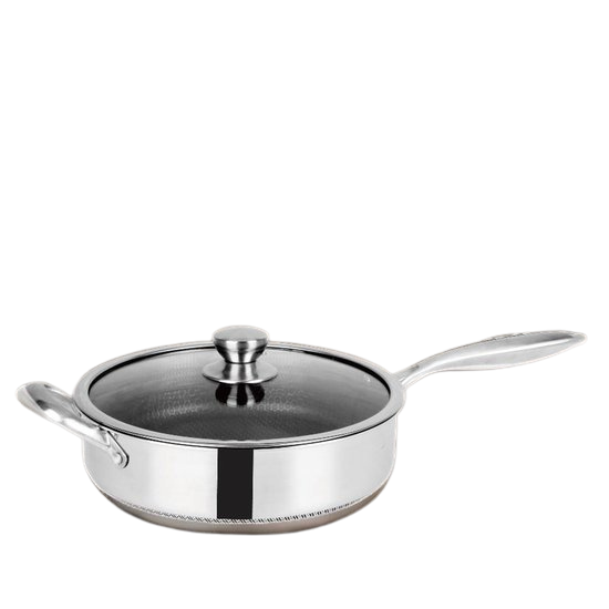 Hapjespan met Deksel - Cheffinger - 28cm - RVS - Honingraat - Inductie