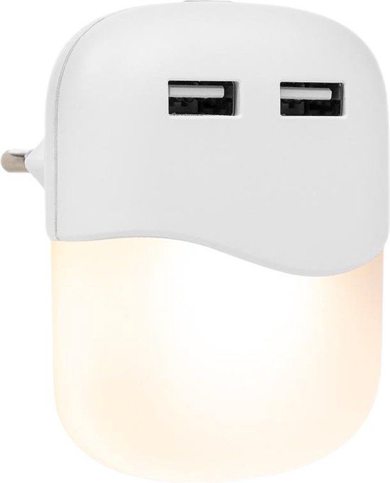 Nachtlamp Smartwares ISL-60026 - Wit - 2 USB poorten - Telefoon opladen