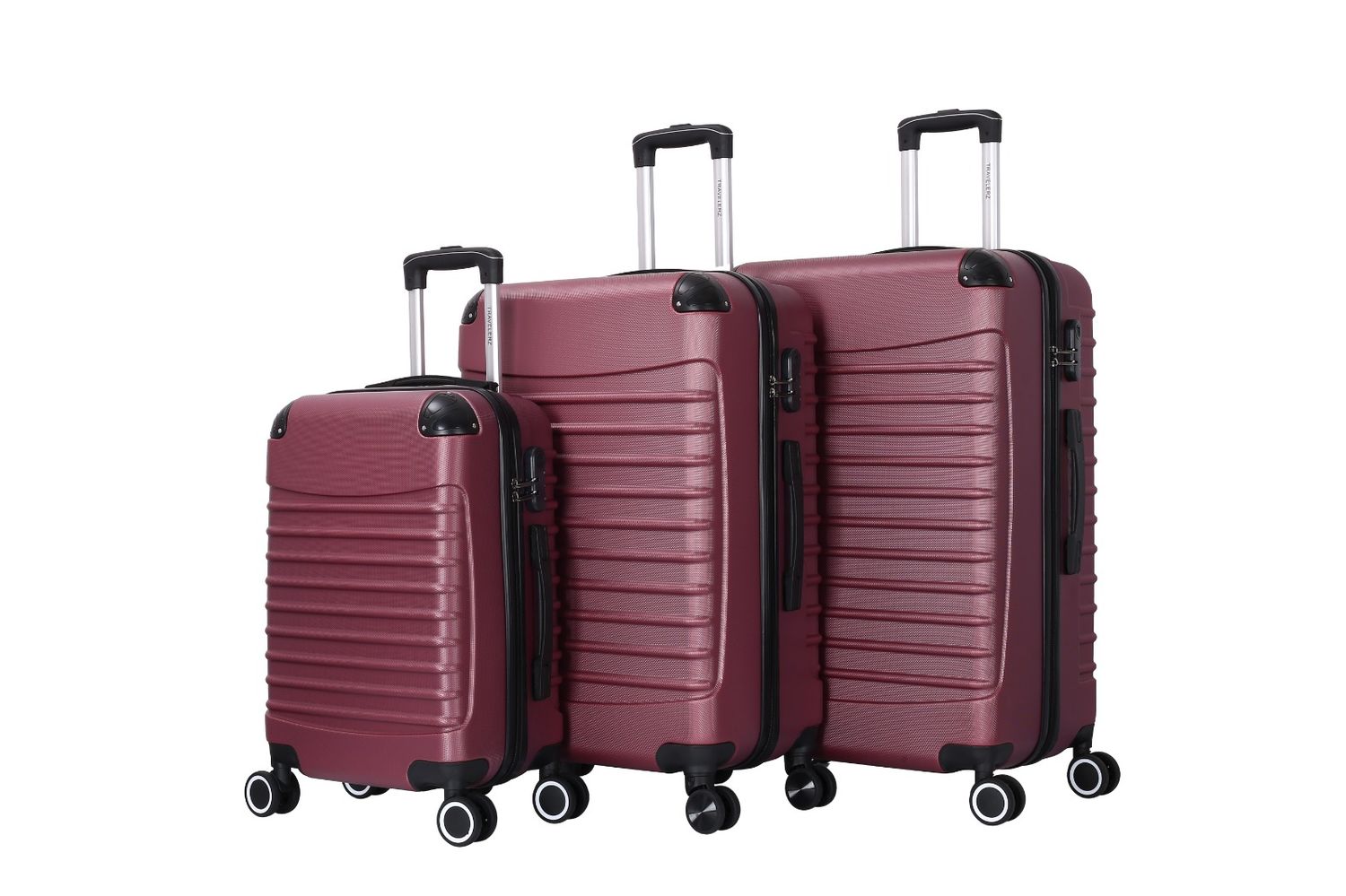 Kofferset Travelerz BABIJ - 3-Delig – Paars– Lichtgewicht &amp; Sterk – Handbagage - 35L + 69L en 90L