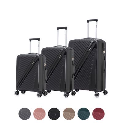 Kofferset Tralex Horizon - 3-delig – 42+67 + 97 liter – Polypropyleen – TSA slot - Zwart