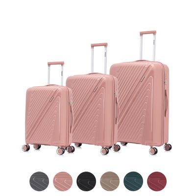 Kofferset Tralex Horizon - 3-delig – 42+67 + 97 liter – Polypropyleen – TSA slot - Oud roze