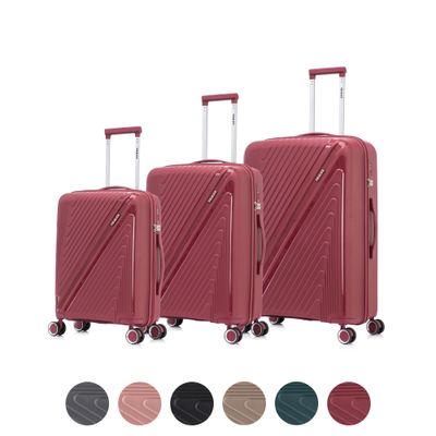 Kofferset Tralex Horizon - 3-delig – 42+67 + 97 liter – Polypropyleen – TSA slot - Bordeaux Rood