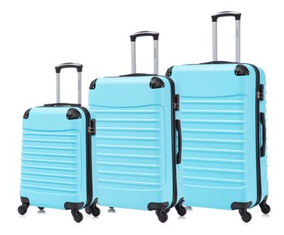 Kofferset Travelerz Rome – 3-delig 39L + 69L + 95 Liter - Skyblue