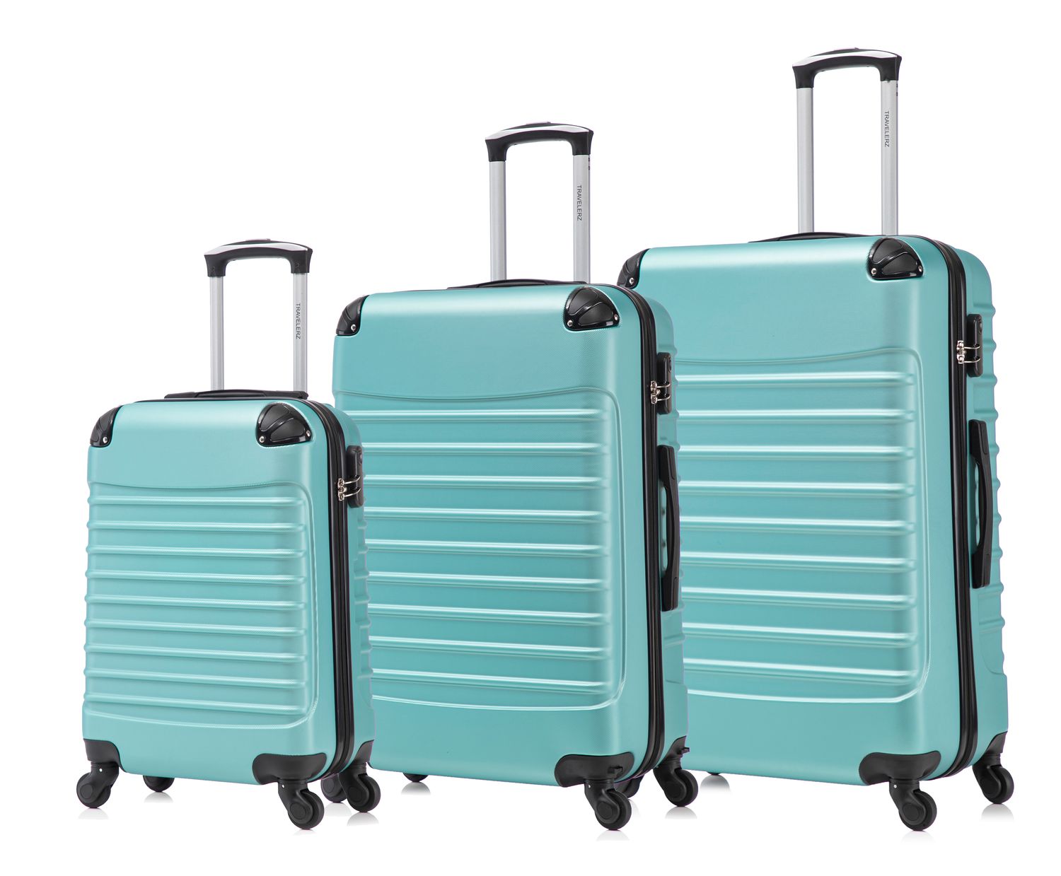 Kofferset Travelerz Rome – 3-delig 39L + 69L + 95 Liter - Licht Groen