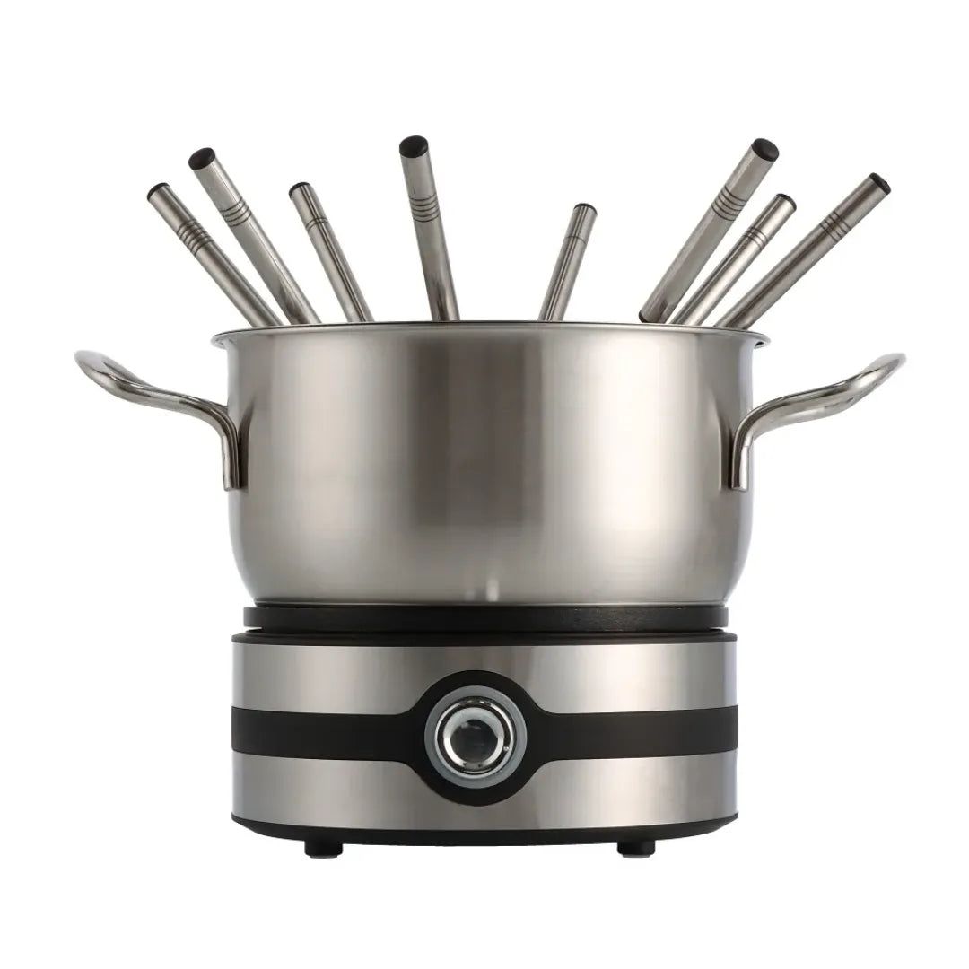 Fondueset Mauviel 1200W – Elektrisch Fondueapparaat voor 8 Personen – Hoogwaardige RVS Set