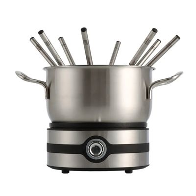 Fondueset Mauviel 1200W – Elektrisch Fondueapparaat voor 8 Personen – Hoogwaardige RVS Set