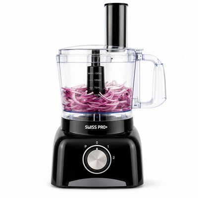 Foodprocessor Swiss Pro+ SP800 Retro  1,2 Liter – 13-delig met Accessoires – Super Black