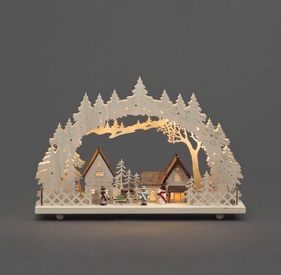 Konstsmide houten kerstdorp LED lichtdecoratie – 10 lampen – 0,6 W