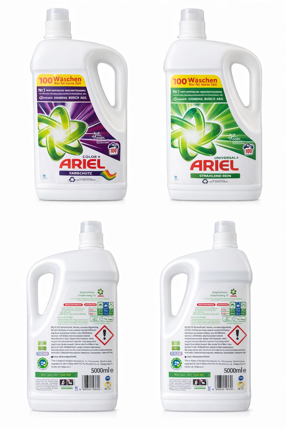 Ariel Wasmiddel Vloeibaar 5L – 100 Wasbeurten – Universal+ / Color+ – Krachtige Vlekverwijdering