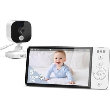Babyfoon ABM700 met Camera 5 Inch HD Scherm – Nachtzicht – Zonder Wifi – Terugspreekfunctie