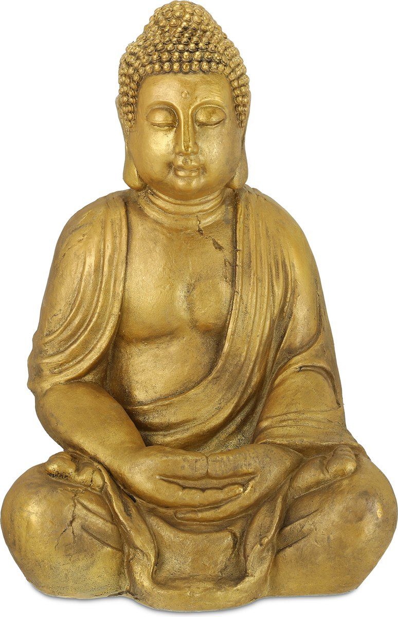 Koopje !  boeddha beeld - zittend - 70 cm - binnen - buiten - goud