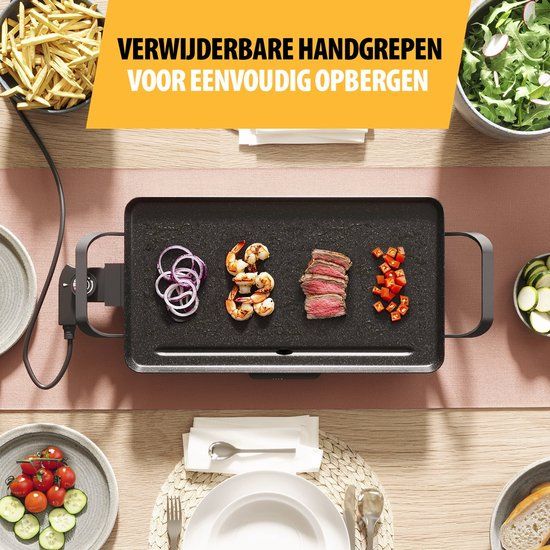 Swiss Haus® TP46 Teppanyaki Bakplaat – 46 × 26 cm – 1360 W – PFAS-vrije antiaanbaklaag – met thermostaat en vetopvangbak