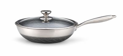 Eisenbach RVS Wokpan 32 cm – 3-laags – Honingraatstructuur – PFAS-vrij – Geschikt voor Inductie