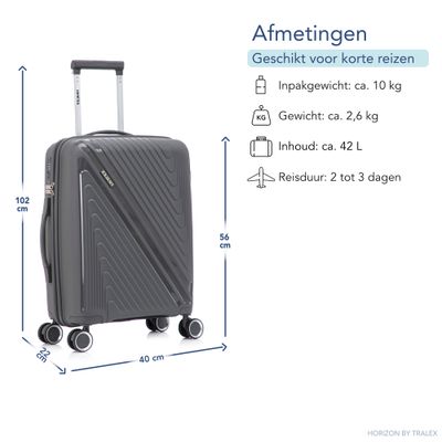 TRALEX - Horizon - Handbagage - 42L - 56x40x22cm - Polypropyleen - TSA-slot - verkrijgbaar in 6 kleuren