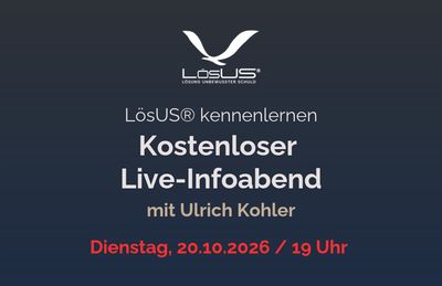 Kostenloser LösUS® Live-Infoabend | Dienstag, 20.10.2026, 19 Uhr Kostenloser LösUS® Live-Infoabend | Dienstag, 20.10.2026, 19 Uhr