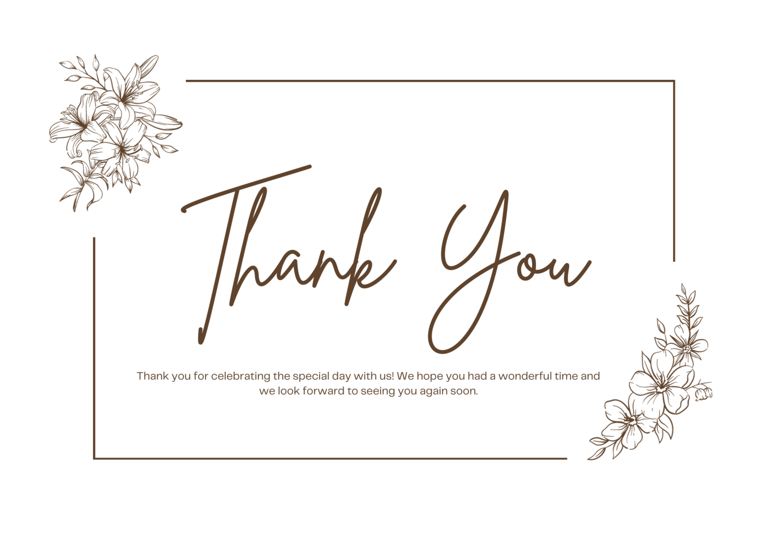 Thank You Card- Post Card Style 5&quot; x 7&quot;